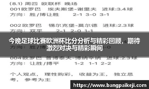 今晚足球比赛欧洲杯比分分析与精彩回顾，期待激烈对决与精彩瞬间