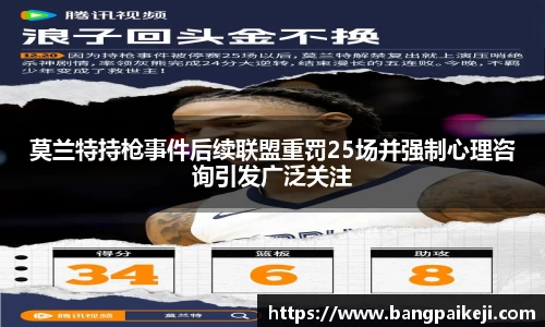 莫兰特持枪事件后续联盟重罚25场并强制心理咨询引发广泛关注